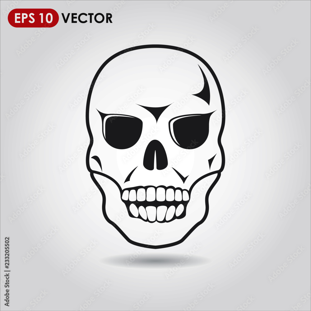 white skull vector icon on light background