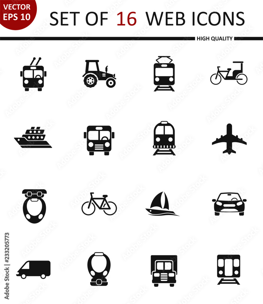 Transport. Set of 16 high quality web icons Transport. Set of 16 high quality web icons