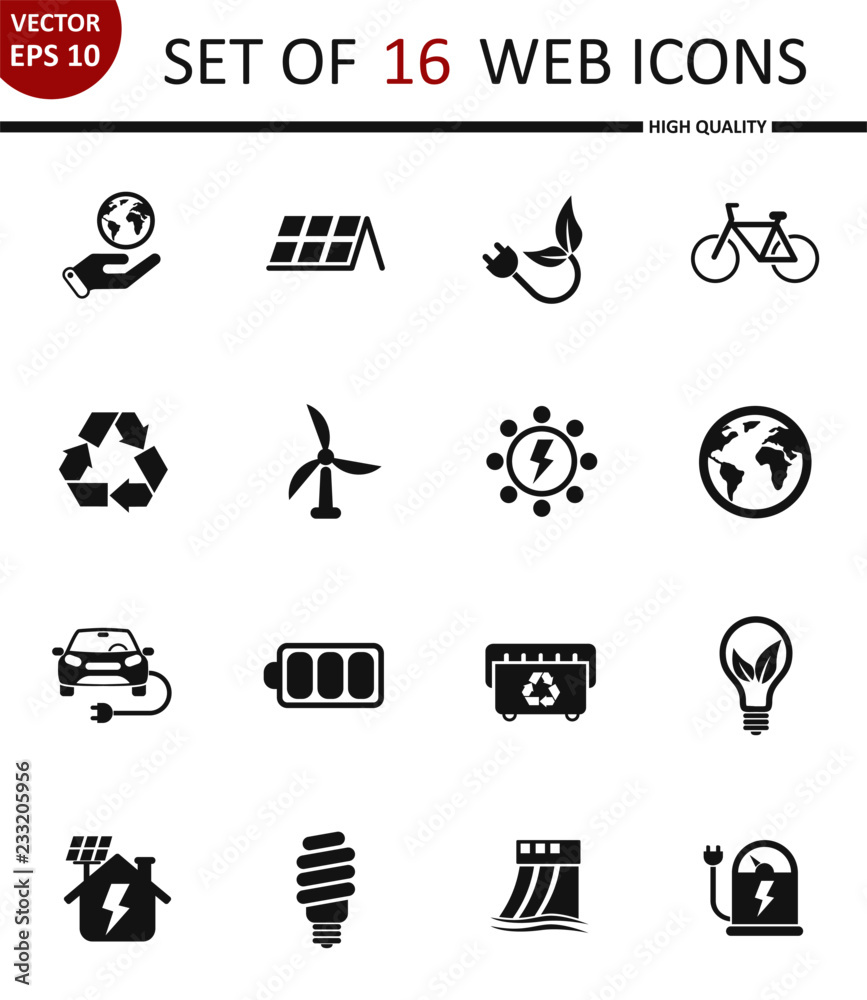 Alternative energy. Set of 16 high quality web icons