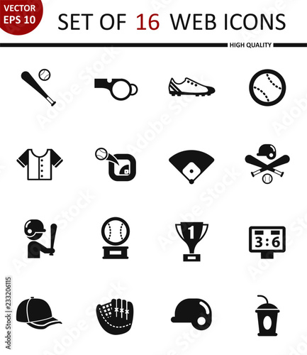 Baseball. Set of 16 high quality web icons