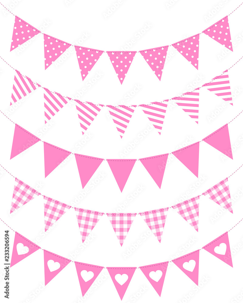 5 Seamless Festoons Curve Different Pattern Pink 