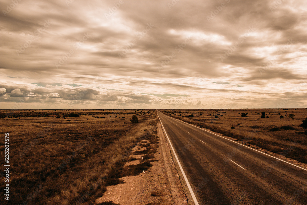 straight road through the nullarbor of Australia, South Australia, Australia