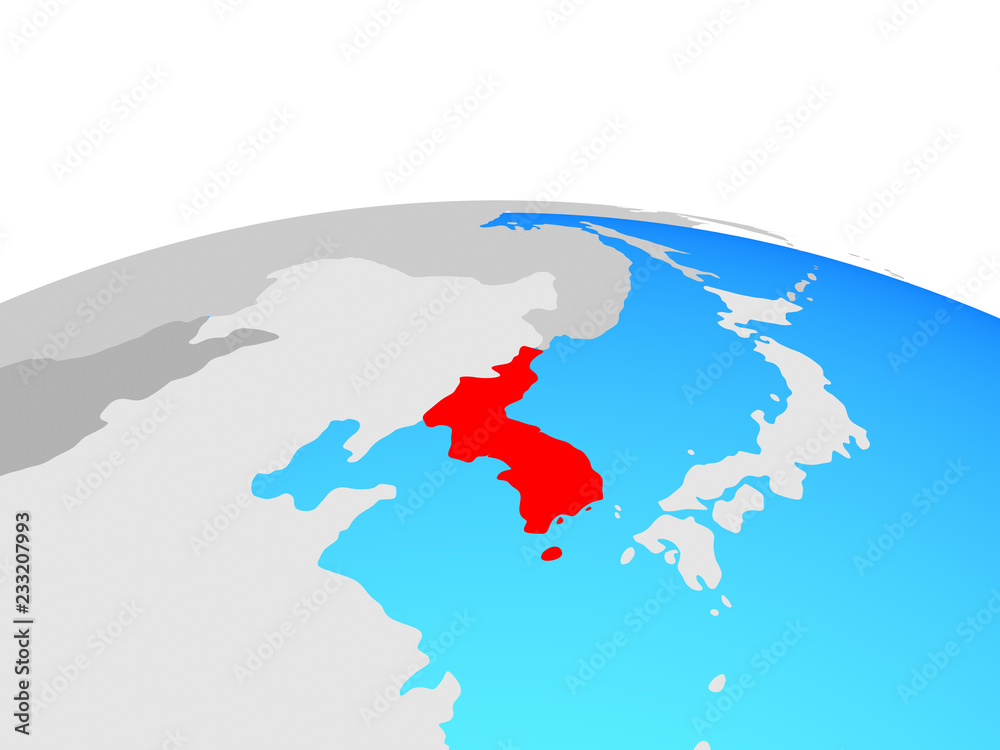 Korea on political globe.
