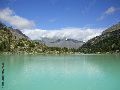 Turquoise mountain lake beautiful landscape in Altai 