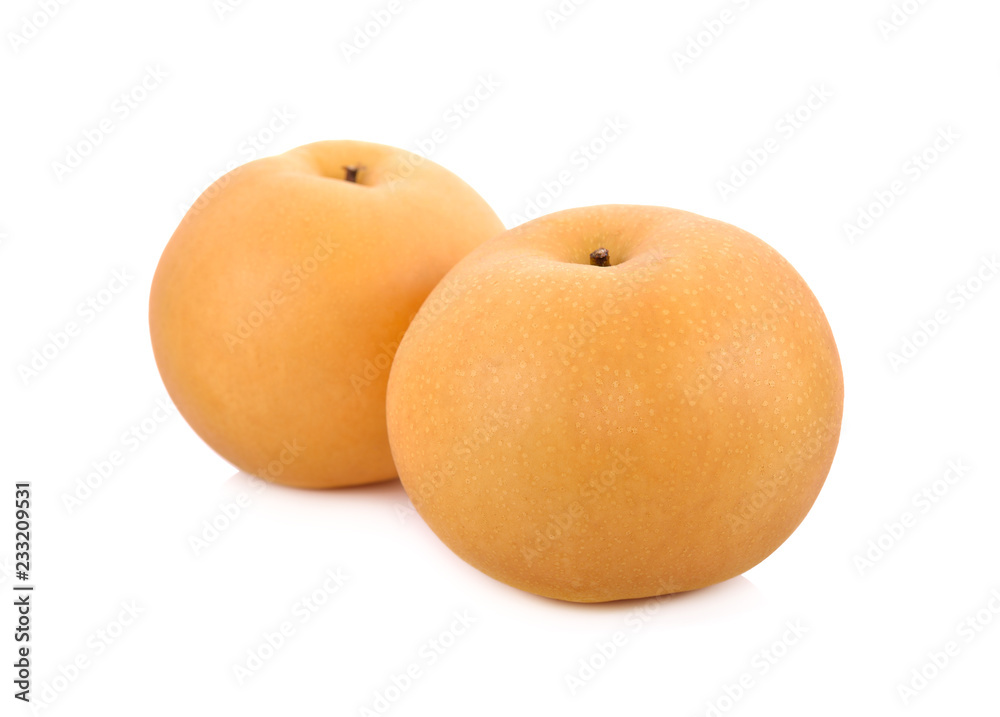 snow pear or Fengsui pear on white background snow pear or Fengsui pear on white background