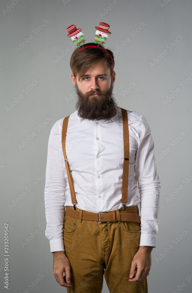 Fototapeta premium A man with a beard in Christmas ring