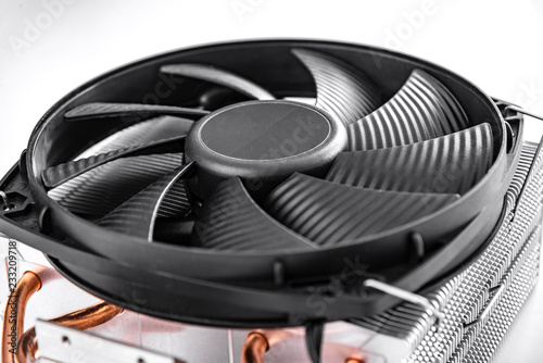 Cooler computer fan isolated on a white background. © Denis Rozhnovsky