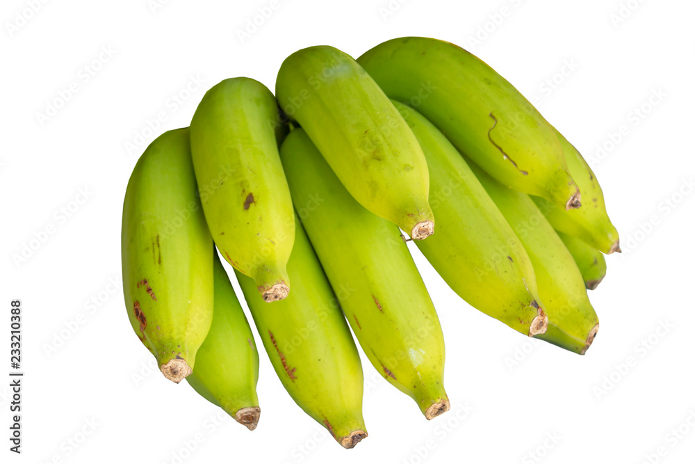 Bananas from the garden on a white background.