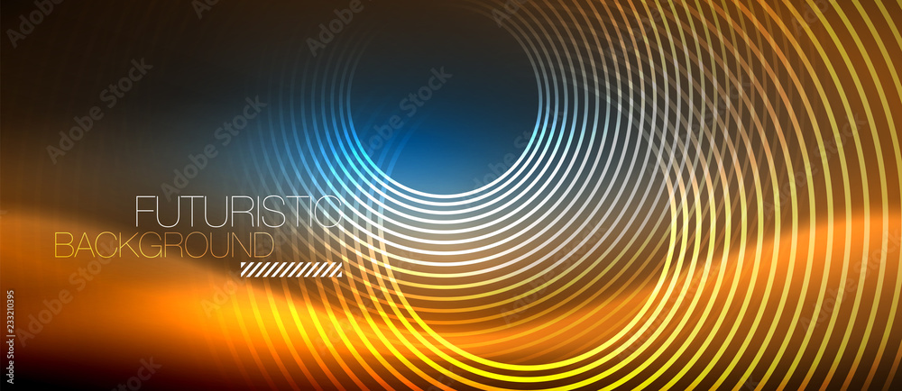 Neon glowing circles background