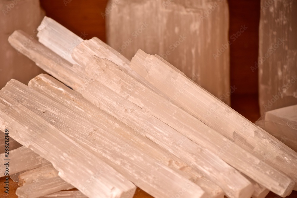 selenite crystal wands gypsum sticks for healing, mental clarity, remove energy blocks in crystals and stones