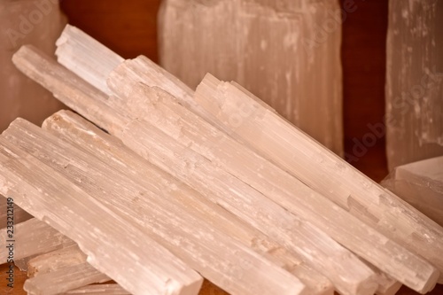 selenite crystal wands gypsum sticks for healing, mental clarity, remove energy blocks in crystals and stones photo