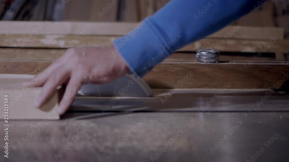joiner cut a wooden plank with circular Saw slow motion joiner cut a wooden plank with circular Saw slow motion
