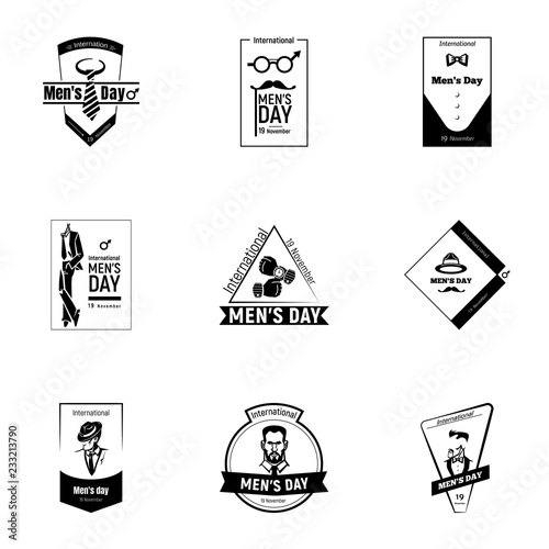Mens day logo set. Simple set of 9 mens day vector logo for web design isolated on white background