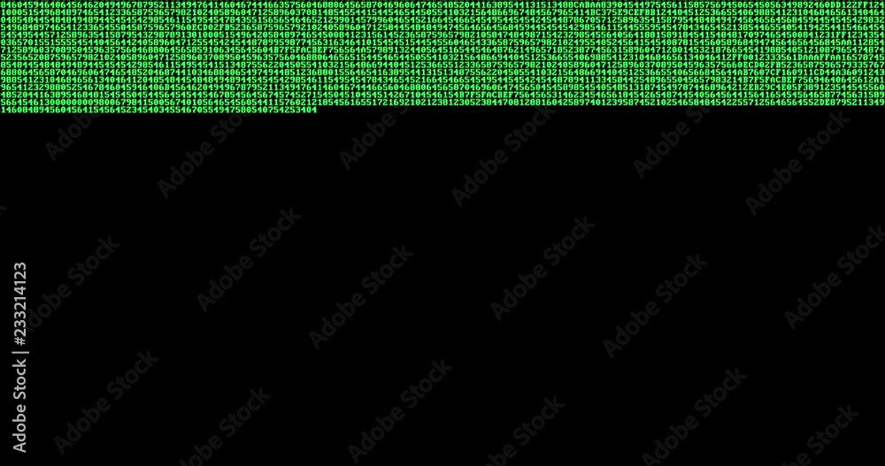 multi numeric number green binary digital code show on black background, computer generated seamless loop abstract lines motion background, new technology concept