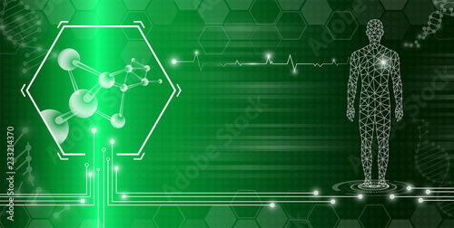 abstract background technology concept in green light,human body heal,technology modern medical science in future and global international medical with tests analysis clone DNA human