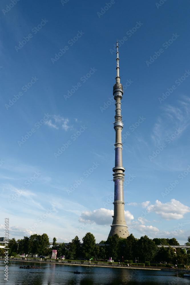 Ostankino TV Tower and Palace Pond in Moscow