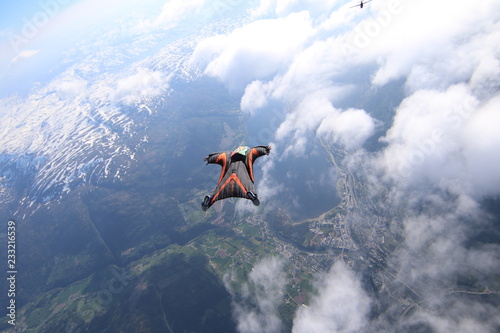 Wingsuti skydiving over Norway