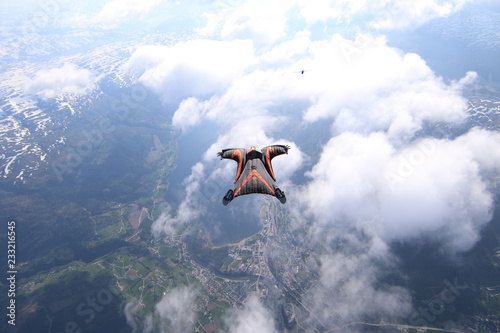 Wingsuti skydiving over Norway