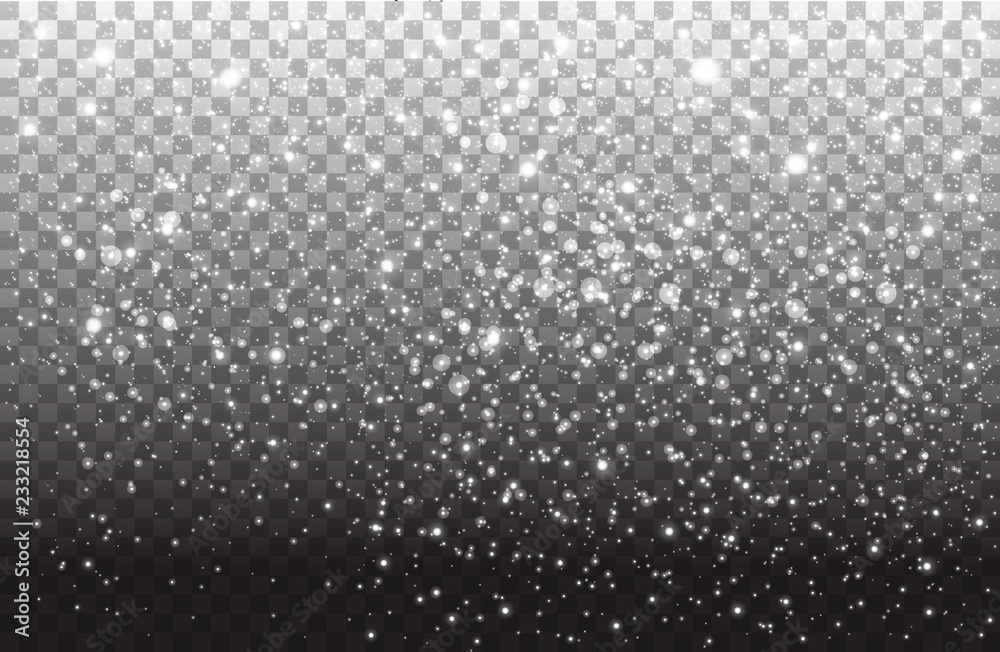 Obraz premium Winter falling snow Isolated on transparent background