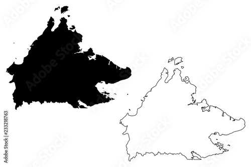 Sabah (States and federal territories of Malaysia, Federation of Malaysia) map vector illustration, scribble sketch Sabah map