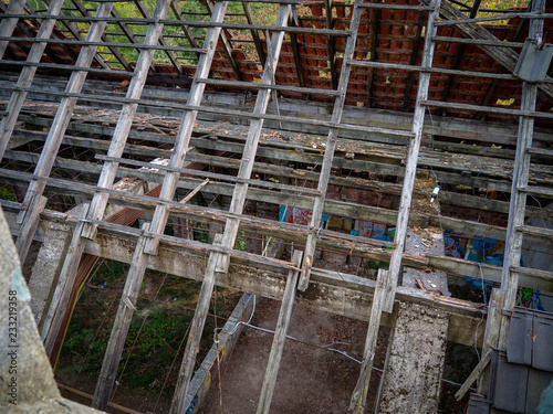 Wallpaper Mural Roof of an abandoned church seen from above in old British military barracks in Werl, Germany, falling apart and vandalized Torontodigital.ca