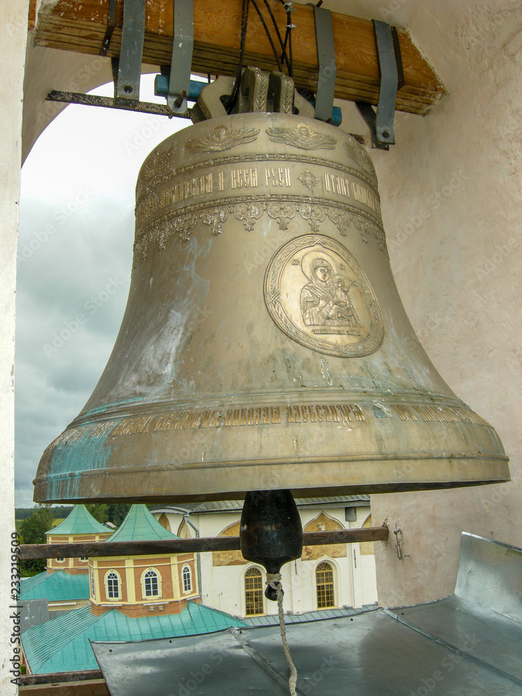 Fototapeta premium Leningrad region. The Town Of Tikhvin. Tikhvin monastery. The belfry, the great bell