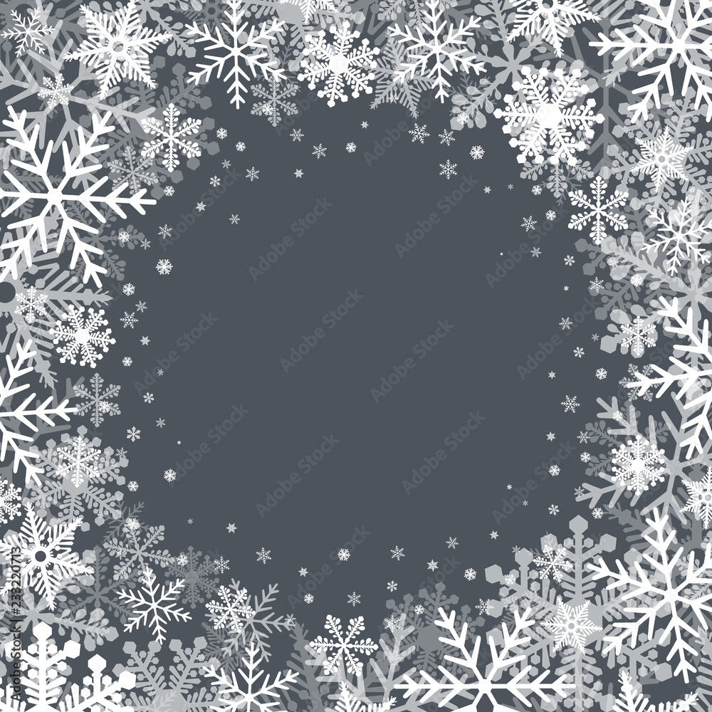Obraz premium Christmas background with white snowflake borders