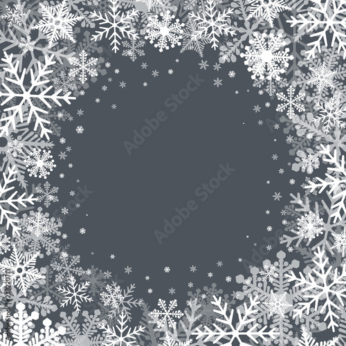 Christmas background with white snowflake borders