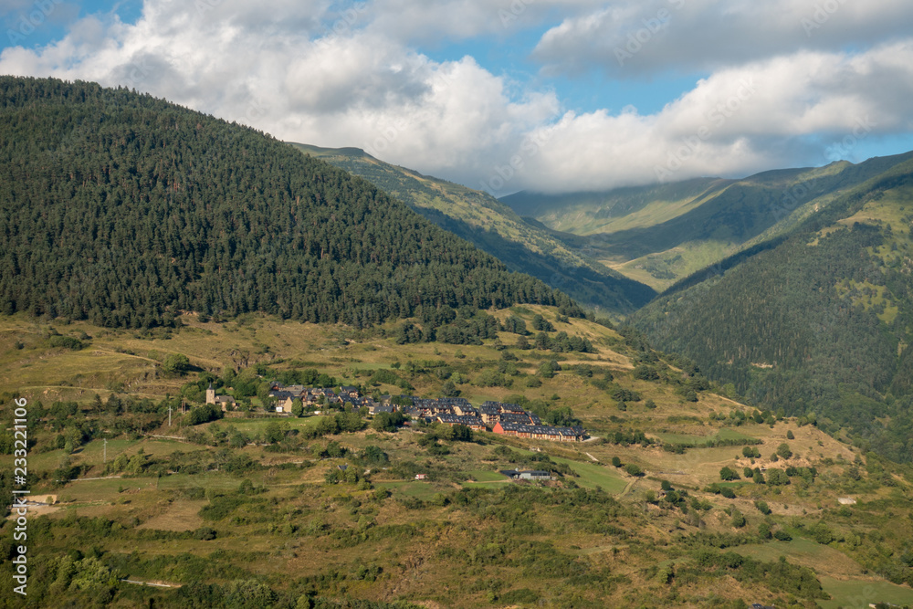 Village in a mountain of Aran Valley, Pyrenees
