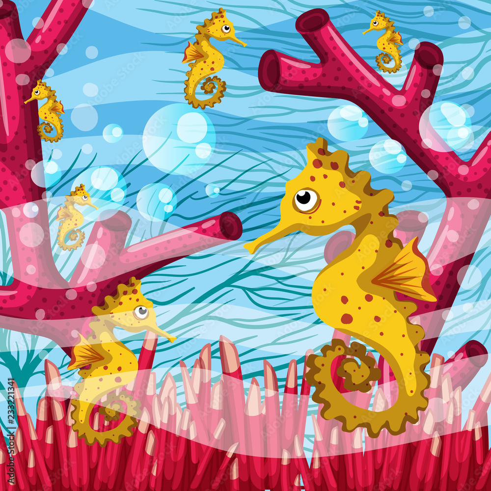 Naklejka premium Underwater world scene