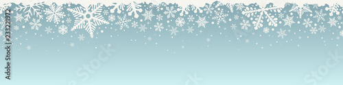 Fototapeta Abstract Christmas top snowflake seamless border.