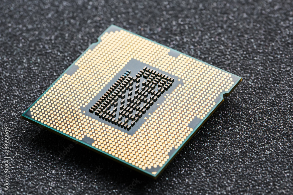 Close-up of CPU Chip Processor. Selective Focus Close-up of CPU Chip Processor. Selective Focus