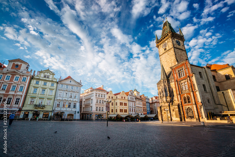 Fototapeta premium Fantastic scene of the town Hall on the old town square on Prague