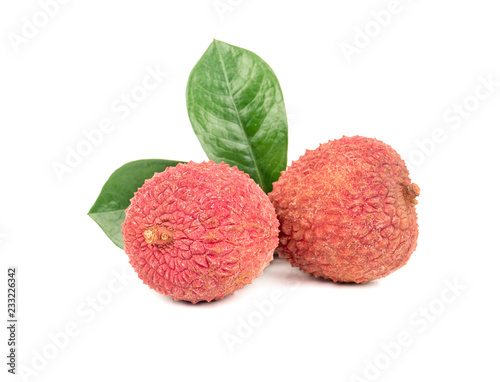 Two lychee fruits