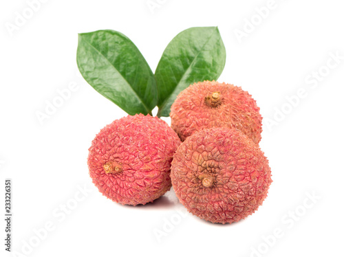 Three lychee fruits