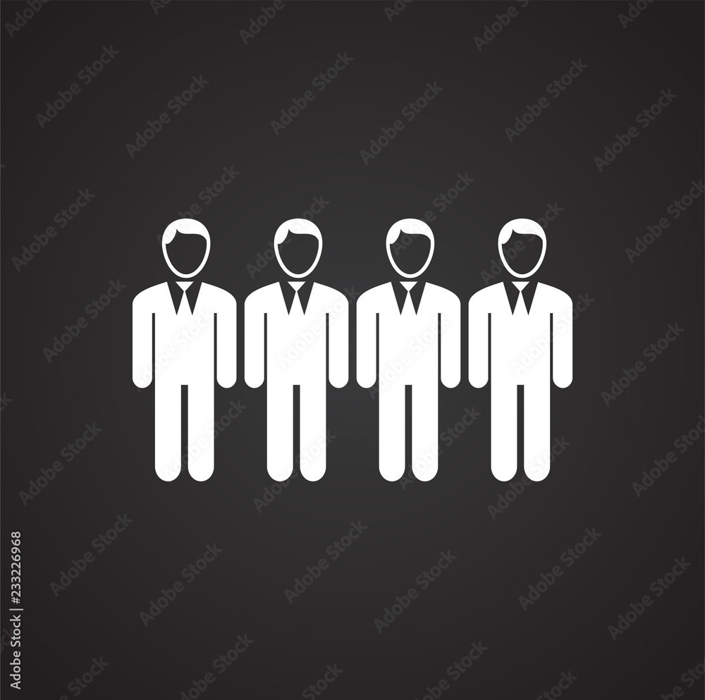 Businessman crowd on black background icon