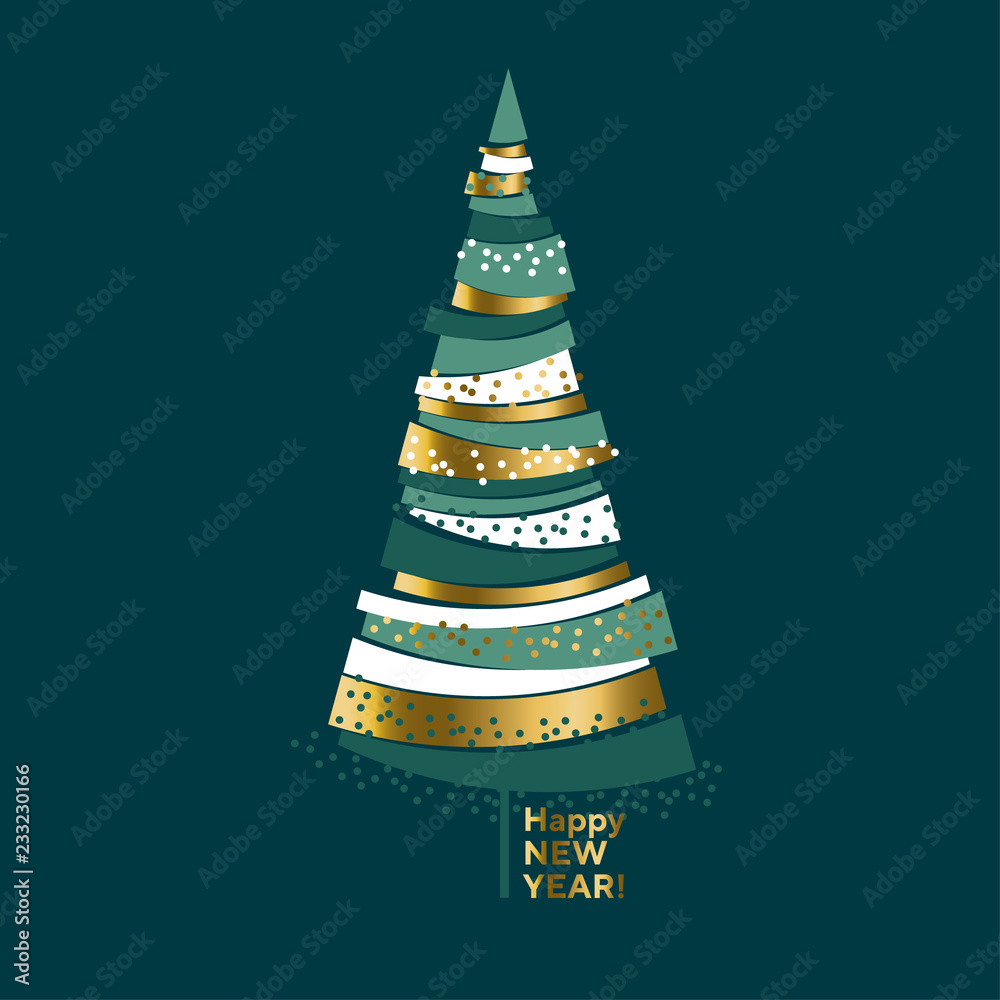 Luxury elegant gold and green Christmas tree.