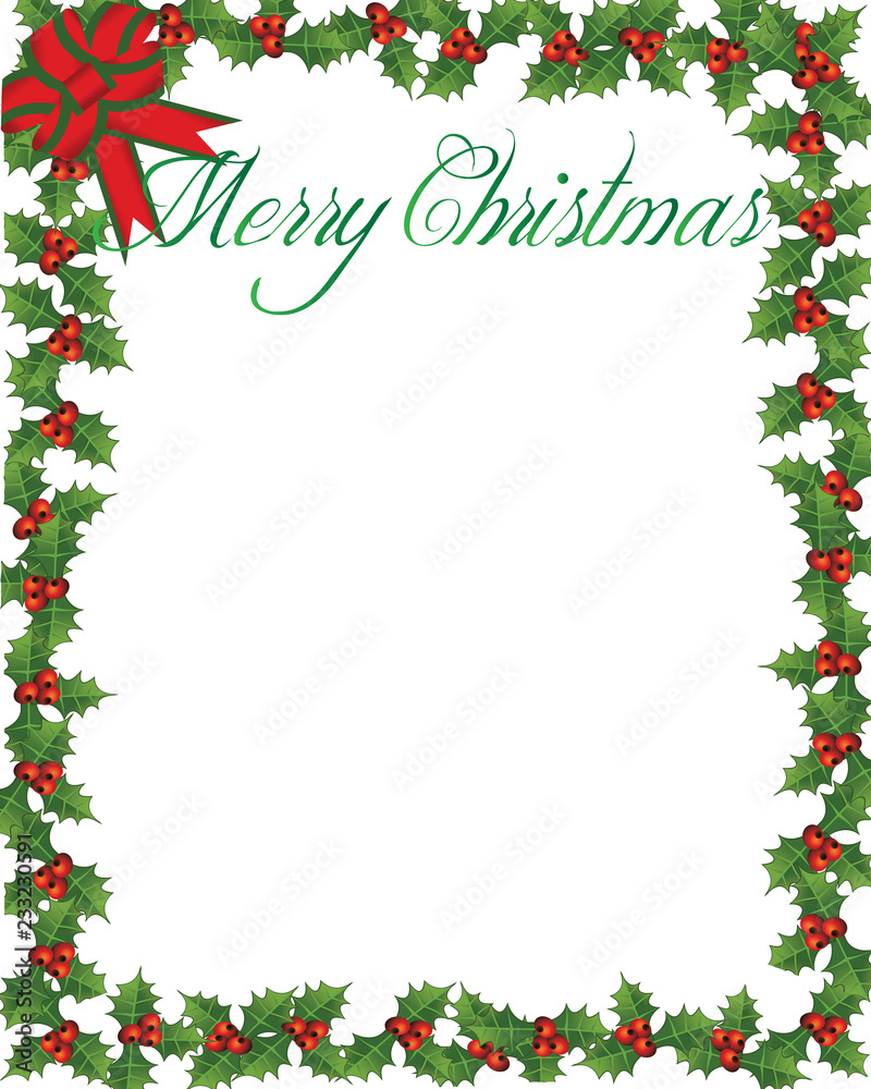 Background-Christmas Holly with Bow and Text