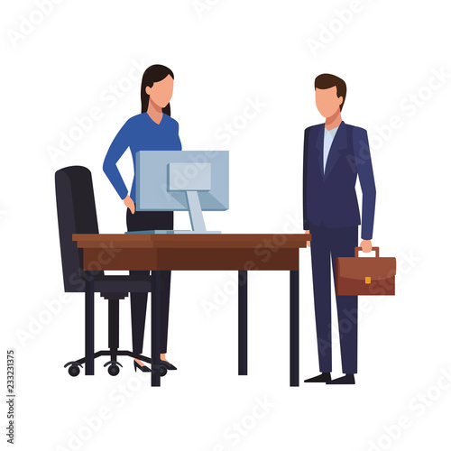 Business people and office elements