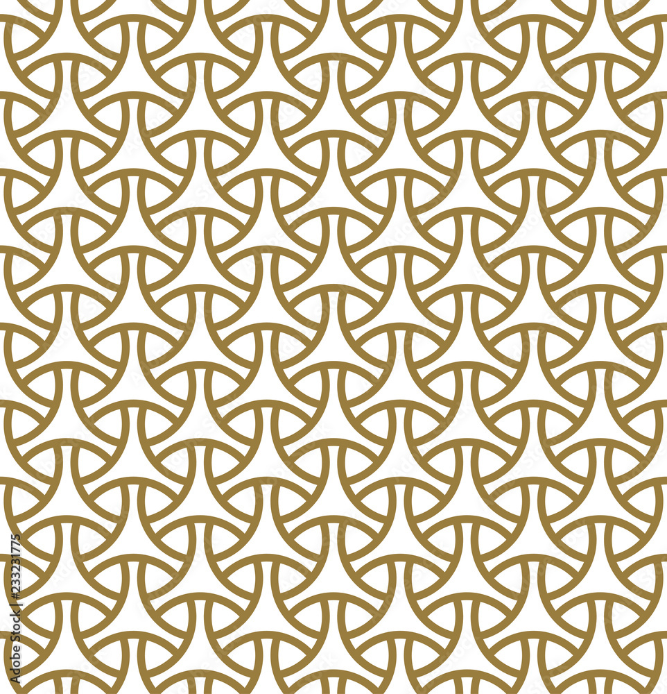 Seamless geometric pattern in golden geometric lines. Seamless geometric pattern in golden geometric lines.