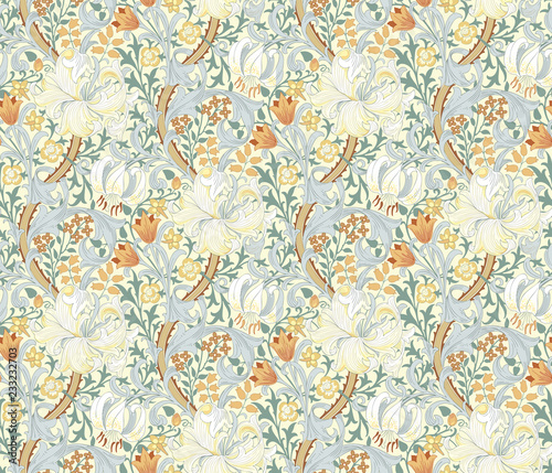 Floral seamless pattern. Modern seamless pattern for interior decoration, wrapping paper, graphic design and textile. Vector illustration. Backgrounds.