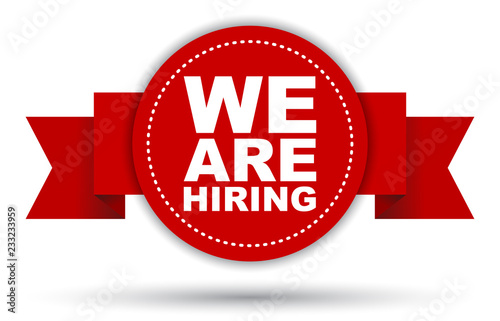 red vector banner we are hiring