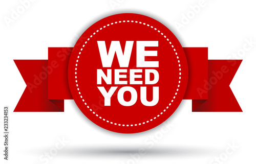 red vector banner we need you