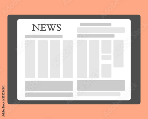 News on tablet, vector simple graphic.