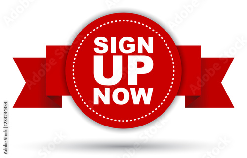 red vector banner sign up now