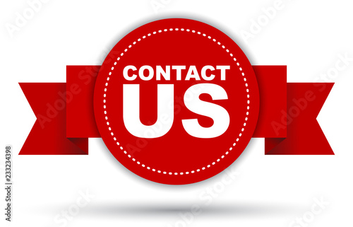red vector banner contact us