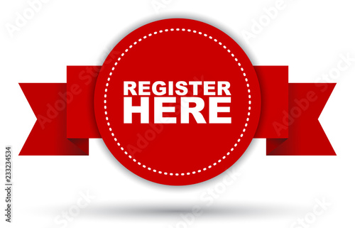 red vector banner register here