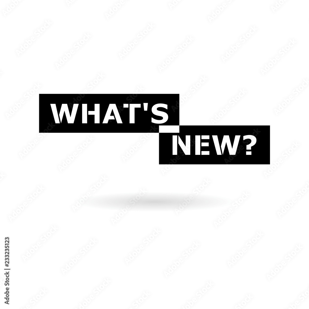 Black Whats New icon or logo, What's new? On the white background 