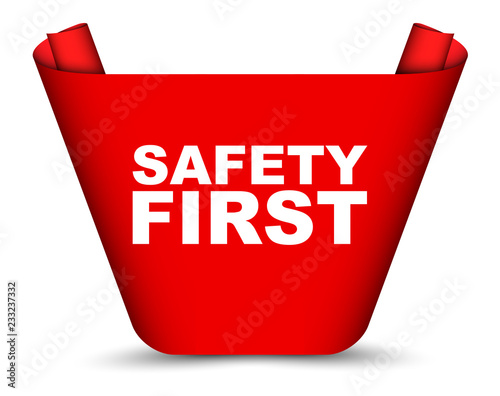 red vector banner safety first