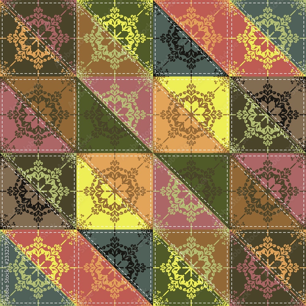 patchwork background with different patterns